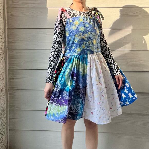 Arcade Dress | Vincent van Gogh Starry Night | Handmade Quilted Dress SKU 05115 - Picture 11 of 16